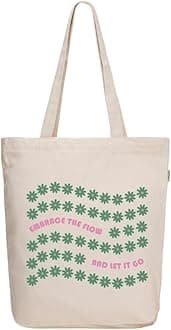 Ecoright Tote Bag for Women with Zipper, Small Tote Bag, Canvas Bag, Reusable Cotton Bag for Beach, Grocery, School & Work
