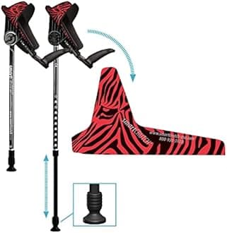 smartCRUTCH Zebra Series Custom Forearm Crutches for Adults, Multiple Colors, Adjustable Forearm Rotates 15-90 Degrees - Heights 4'4" to 6'4" - 265 lbs Non Weight Bearing
