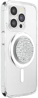 PopSockets PopGrip for MagSafe, Magnetic Phone Grip & Stand, Swappable Top, Secure Grip for iPhone MagSafe Cases, Kickstand for Hands-Free Viewing, Wireless Charging Compatible - Fata Morgana Chrome