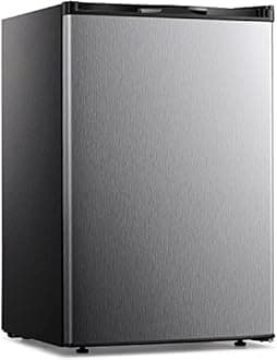 Kismile 3.0 Cu.ft Reversible Single Door Compact Freezer, Removable Shelves, Mini Freezer with Adjustable Thermostat for Home/Kitchen/Office (3.0 cu.ft, Stainless Steel)
