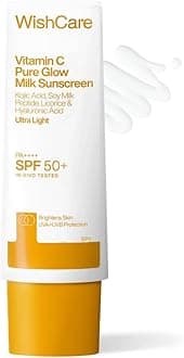 Vitamin C Pure Glow Milk Sunscreen SPF 50 PA++++ for Glowing Skin - Broad Spectrum Light Weight Sunscreen SPF 50 for Dry Skin & Oily Skin 50g
