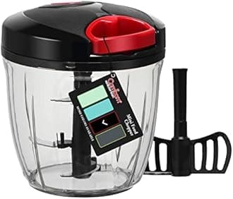 Manual Food Chopper Vegetable Cutter, Chopper Hand String Vegetable Chopper Onions Cutter for Vegetable Fruits Nuts Durable BPA Free Food Safe Material(BlackRed)