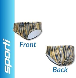 Sporti Boy's Swim Briefs - Printed Pattern, Chlorine Resistant, Quick Dry, UPF 50+ Adjustable Drawstring for Comfortable Fit