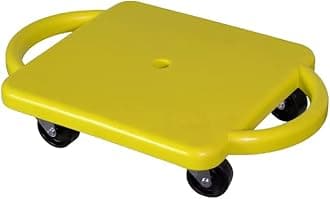 Sports Sitting Scooter Board with Handles for Kids & Children - Plastic | Flat Sitting Scooter with Casters for Kids | Gym Activities Equipment Elementary School (Yellow)