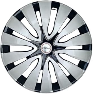 PRIGAN Black Silver 16 inch Universal Black Silver Wheel Cover for All 16 Inch Cars (Set of 4 Pcs) (Press Fitting) Model- Savi_DC_16