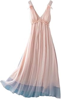 E-Girl Women 100% Silk Dress Solid Off-Shoulder Sleeveless Silk Knee-Length Casual Cocktail Party Prom Dress Pleated High-Waisted Mulberry Silk Flowy Dress,D8837