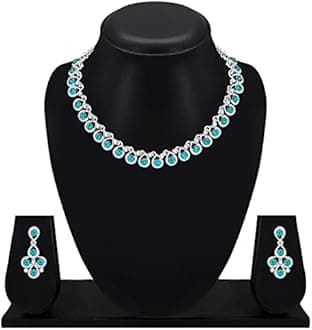 Atasi International Diamond/Stones Necklace Set with Earrings for Women | Stylish Jewellery for Party, Wedding and Festive Occasions | Fashion Accessories