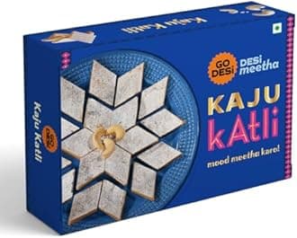 GO DESi Kaju Katli 400 grams, Indian Sweets Gift Pack, DESi Meetha, Sweets Indian Mithai, Cashew