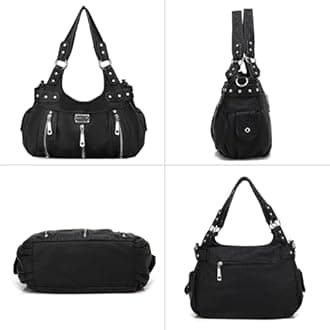 Scarleton 3 Front Zipper Washed Shoulder Bag H1292 Black