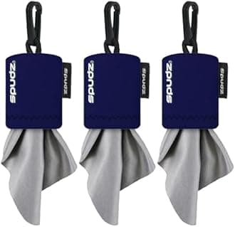 Classic Microfiber Lens Cleaner – Clip-On Pouch, Washable – for Binoculars, Scopes, Glasses, Screens | Navy Blue, 6 x 6 Inch (3-Pack)