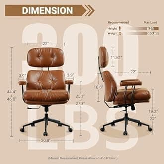 ovios Ergonomic Home Office Chair with Thickened Cushions (Brown, PU Leather)