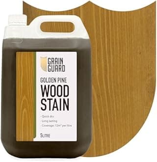 GRAIN GUARD Wood Stain Water Based | Golden Pine | 5L | Interior Furniture Stain | Light & Dark Stains | Eco-Friendly & Non-Toxic Wood Dye | Easy Application | Quick Dry & Low Odour