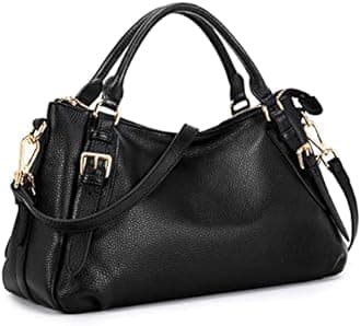 Kattee Women's Soft Genuine Leather Satchel Purses Top Handle Crossbody Bags Ladies Designer Medium Size Hobo Handbags