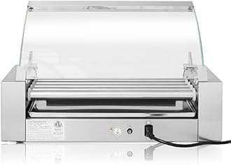 Olde Midway Electric 12 Hot Dog 5 Roller Grill Cooker Machine with Cover 700-Watt - Commercial Grade