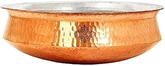 Indian Art Villa Copper Hammered Lagan Handi Chaffing Dish Pan With Tin Lining, Cookware & Serveware, Capacity -3 Liter, Hyderabadi Dum Biryani Rice and Veg/Nonveg