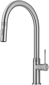 Oletto Modern Industrial Pull-Down Single Handle Kitchen Faucet in Spot Free Stainless Steel, KPF-2654SFS