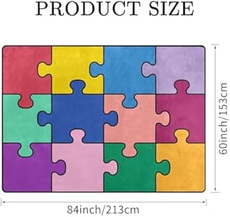Kids Rug, Classroom Rug Colorful Puzzle Playmat Rugs - 5x7 Ft Kids Carpet with Rubber Backing, Classroom Carpet Play Mat Nursery Rugs for Children Boys Bedroom Playroom School Classroom Seating Carpet