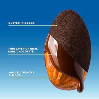 SkinnyDipped Dark Chocolate Cocoa Almonds, 1lb Bag, Healthy Snack, Plant Protein, Gluten Free, Pack of 1