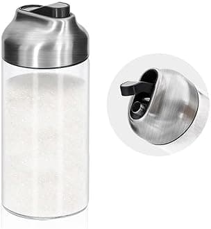 Aelga 12 OZ Glass Sugar Dispenser with Pour Spout, Weighted Pourer, for Coffee, Tea & Baking