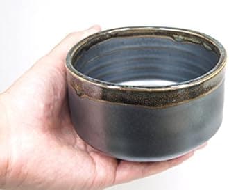 Mino Ware Japanese Handcrafted Matcha Tea Bowl Black, Matcha Tea Cup Ceremony, Authentic Pottery, Kuro Oribe Chawan