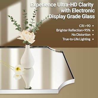 ANDY STAR 24x36 Inch Chrome Mirror, Scalloped Bathroom Mirror, Polished Chrome Framed Mirror in Anti-Rust Stainless Steel Metal Thin Frame Deep 1’’, Unique Scalloped Edge Design