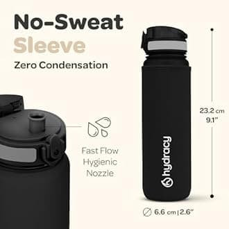 Hydracy Water Bottle with Time Marker - Large 500 ml 17 Oz BPA Free Water Bottle - Leak Proof & No Sweat Gym Bottle with Fruit Infuser Strainer - Ideal for Fitness or Sports & Outdoors - Space Grey