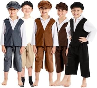 Charlie Crow Victorian Boy Costume for Kids 5-11 Years | Four Colours | Three Sizes.