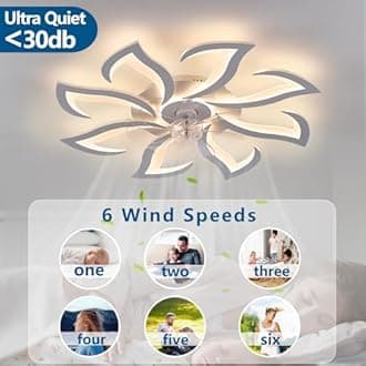 Modern Ceiling Fan with Lights Remote Control, 32" White 6 Speeds 3 Light Color Low Profile Flush Mount Ceiling Fan for Kitchen Bedroom