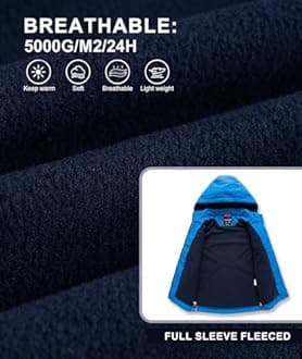 YoungSoul Boys Girls Waterproof Jackets Kids Lightweight Fleece Lined Raincoat with Detachable Hood