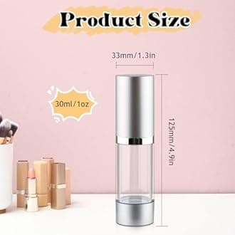 5 Pcs 30ml/1oz Airless Pump Bottles Plastic Vacuum Bottle Refillable Lotion Pump Press Dispenser Clear Cream Jar with Silver Lid for Lotion Foundation Cosmetic