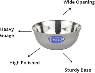 Sharda Metals Stainless Steel Dessert Curry Salad Soup Ice Cream Serving Bowls Wati Watti Vati Vatti Katori for Kitchen & Dining, Set of -12