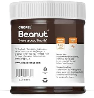 Beanut Dark Chocolate Creamy Peanut Butter 340gm | 18gm Protein | 100% Vegan Peanut Butter, 100% Pure Roasted Peanut | High in Protein Spread, Gluten & Cholesterol Free, Nut Butter