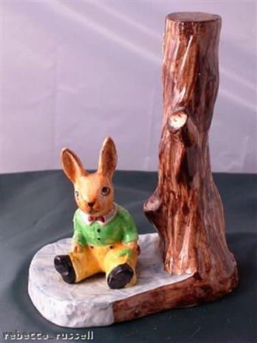 Par Ware Bygone Rabbit and Tree Stump Pottery Figurine