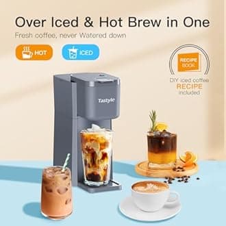 Tastyle Mini Hot and Iced Coffee Maker for K and Ground Cups, Beer Sizes 15-35g with Recipe Book for Home, Travel, RV, Office and Bedroom
