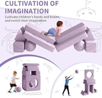 wanan Couch Kids, 12PCS Modular Kids Play Couch with 2 Balls and Tunnel, Toddler Play Couchs for Playroom, Modular Play Couchs for Kickball Game, 30+ Creative Gameplay(Blueberry)