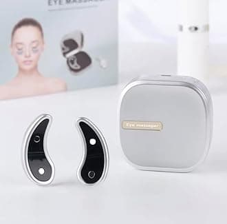 LED Red Light Therapy Eye Massager, EMS Treatment Device for Dark Circles and Eye Bags, Silver