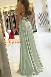 RSOETOO Women’s Long Prom Dresses for Teens with Pockets Spaghetti Straps Formal Party Evening Gowns 2026 Prom Dress RON025