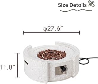 HOMPUS Round Fire Pit Table, Outdoor Propane Fire Pit Table w Free Lava Rocks & Rain Cover, Terrazzo Colorful Fire Pit Table for Patio, Outside