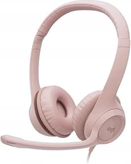 Logitech H390 Wired Headset for PC/Laptop, Stereo Headphones with Noise Cancelling Microphone, USB-A, In-Line Controls, Works with Chromebook - Rose
