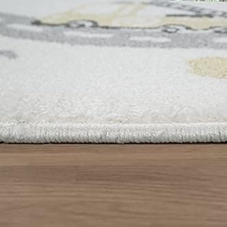 TT Home Nursery Area Rug Kids Rug For Bedroom Girls Boys Modern Rainbow Cloud Rug Animal Motif Colourful, colour:Cream3, Size:120x160 cm