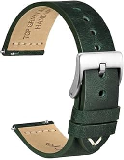 WOCCI Antique Watch Strap, Top Grain Leather, French Wax Thread, Quick Release, Stainless Steel Buckle, Replacement Straps for Men, Band Width 17 mm, 18 mm, 19 mm, 20 mm, 21 mm, 22 mm, 24 mm