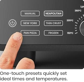 CHEFMAN Electric Indoor Pizza Oven, 30cm Portable Kitchen Countertop Pizza Maker with Neapolitan, New York Style, Thin-Crust, Pan Presets, Stone, Peel, Brush, Storage Cover, Cookbook Included, Black