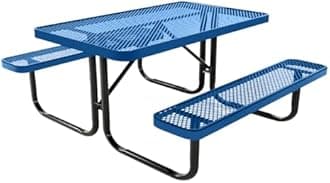 COATEDOUTDOORFURNITURE Heavy-Duty Portable Outdoor Kids Table, Expanded Metal Kids Picnic Table, Commercial-Grade Picnic Table, Made in America (4ft Rectangular, Childrens, Textured Light Blue)