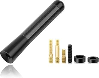 Car Short Antenna, 3.15" Aluminum Radio Antennas Replacement, Carbon Fiber Antenna Kit with Screws, AM/FM Roof Mount Car Radio Reception Antennas Mast for Most Cars SUVs (Black)