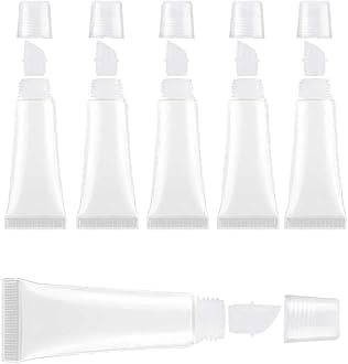 Quacc 6 PCS Empty Lip Gloss Tubes 8ml Clear Soft Mini Cosmetic Containers Refillable Lip Balm Squeeze Tube for DIY Lip Gloss Balm Makeup Travel Toiletries