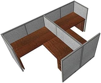 G O F Double 2 Person Workstation Cubicle (11'D x 6'W x 4'H) / Office Partition, Room Divider (72" H Cubicle with Desk, Dark Cherry)