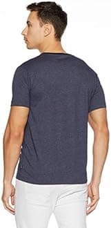 Van Heusen Athleisure Men's V-Neck Cotton T-Shirt (8907670964491_60001_BLUE MELANGE_XXL)
