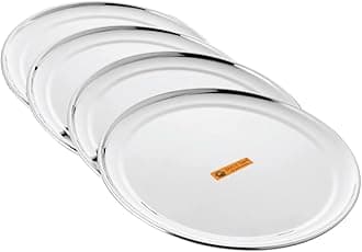 Stainless Steel High Grade Shagun Dinner Plates (4 Pcs)