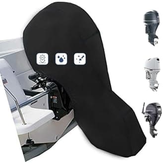 FLYMEI Boat Motor Covers, Outboard Motor Cover with 420D Heavy Duty Oxford Fabric Extra PVC Coating,Waterproof Outboard Engine Covers Fit for Motor 60-100 HP