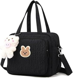 Lushandy Baby Diaper Bag Tote, Mom Bag Cute Crossbody Diaper Bags Baby Travel Bags for Girl Pañaleras Para Bebe (Black, Large)